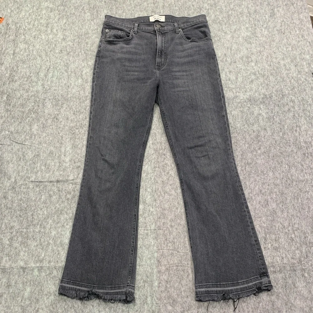 Reformation Jessie High Crop Boot Jeans Redondo Wash Black Frayed Hem - Size 30